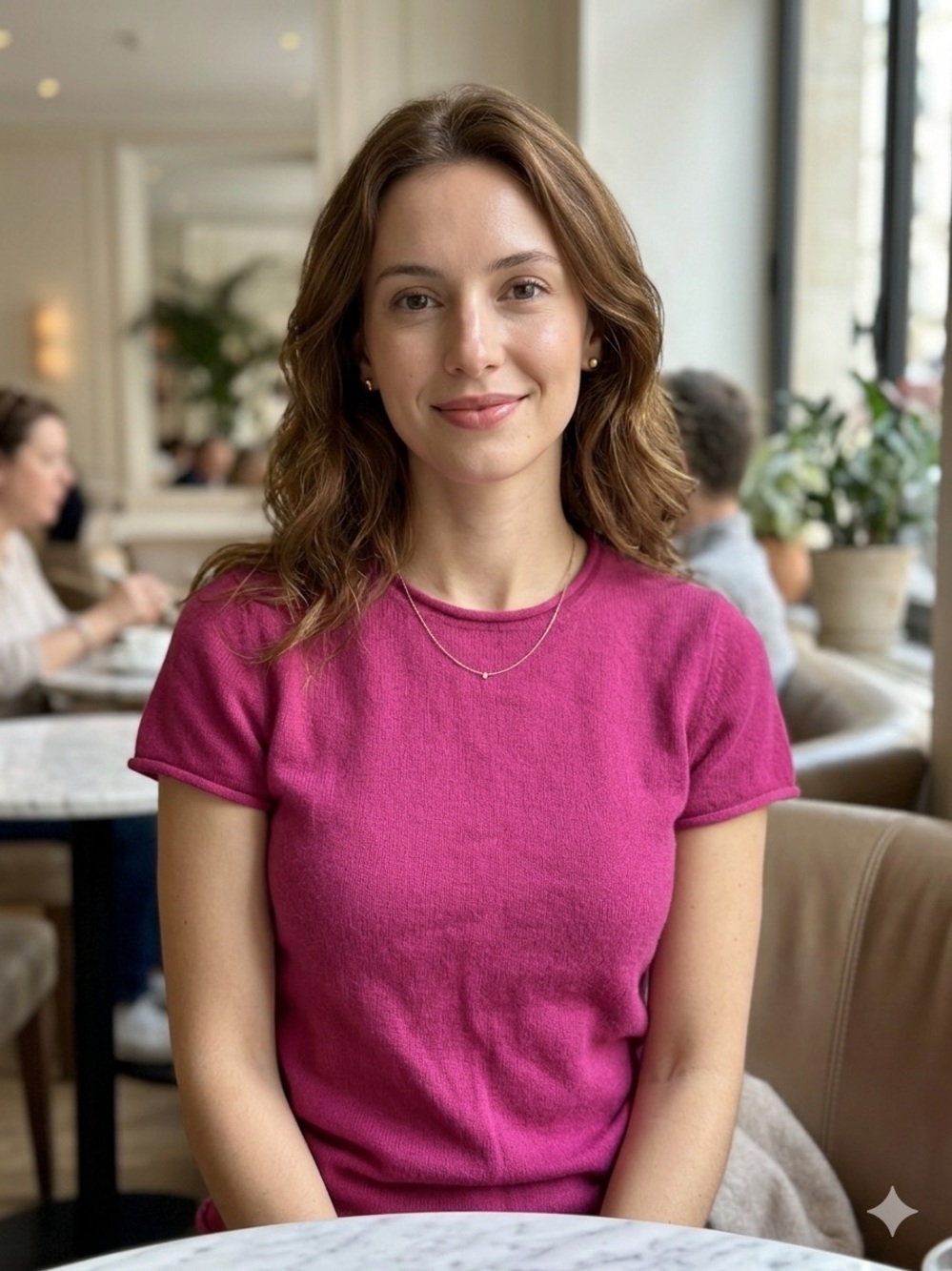 Artisan 100% Cashmere Knit Top in Fuchsia Pink